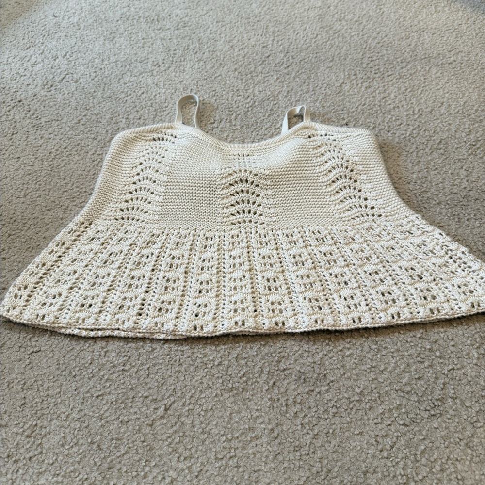 Aeropostale Ivory Crochet Tank Top